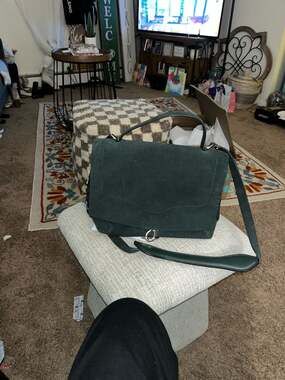 Rebecca Minkoff M.A.B. Shoulder Bag Dark Green Suede and Leather Satchel